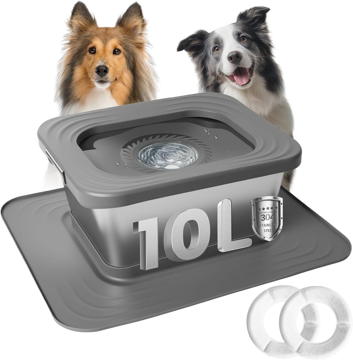 10 l, drinkbak voor honden, roestvrij staal