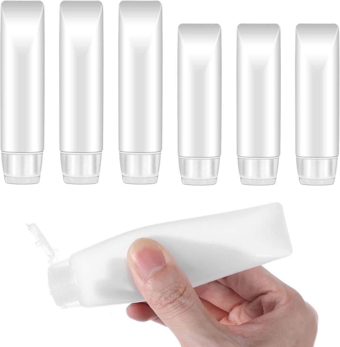 6 stuks reisflesjes, transparante reisflesjes, 30 en 50 ml, luchtdicht, reismaat, lege flessen voor toiletartikelen, make-up, shampoo