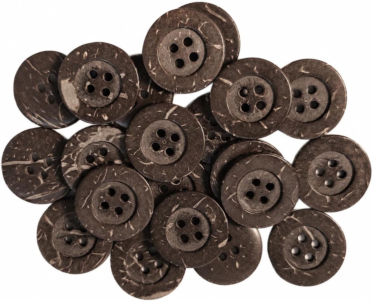 Knopen Ø 20 mm (2,0 cm) bruin ronde knopen met vier gaten van 2 mm per gat - 4-gatsknopen voor het knutselen naaien naaien knutselknopen jasknopen mantelknopen
