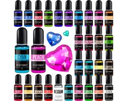 Verf, 30 kleuren, vloeibare, transparante epoxyharspigment kleurstof voor epoxyhars, doe-het-zelf sieraden maken, geconcentreerde harsverf voor hars gieten, kunsthars, elk 10 ml