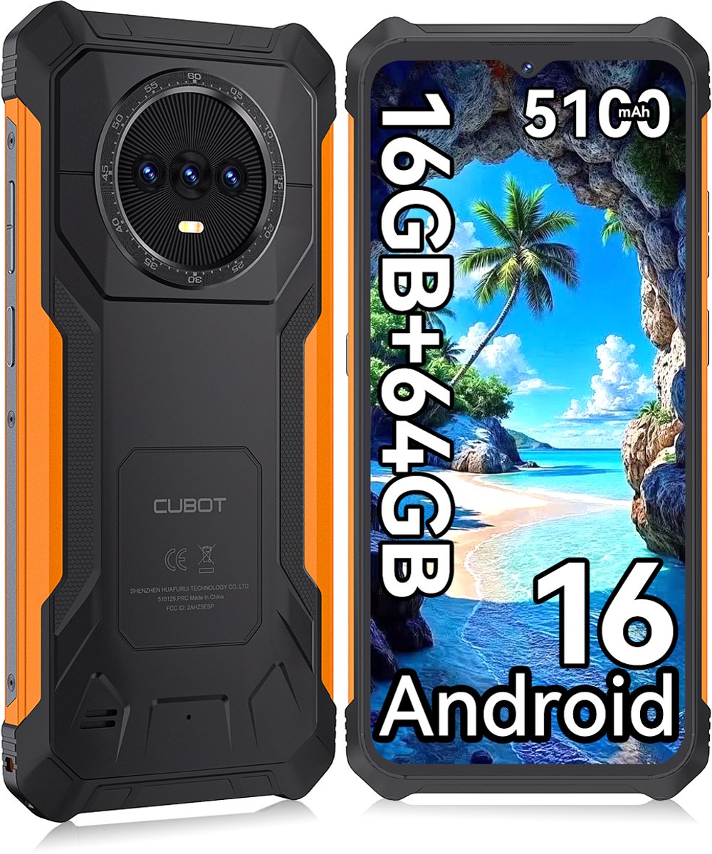CUBOT Kingkong ES Pro Robuuste Smartphone - 6,56" - 16GB(6+10) RAM - 64GB ROM - 5100 mAh - Android 16 - IP68/IP69K - Face ID - Zwart