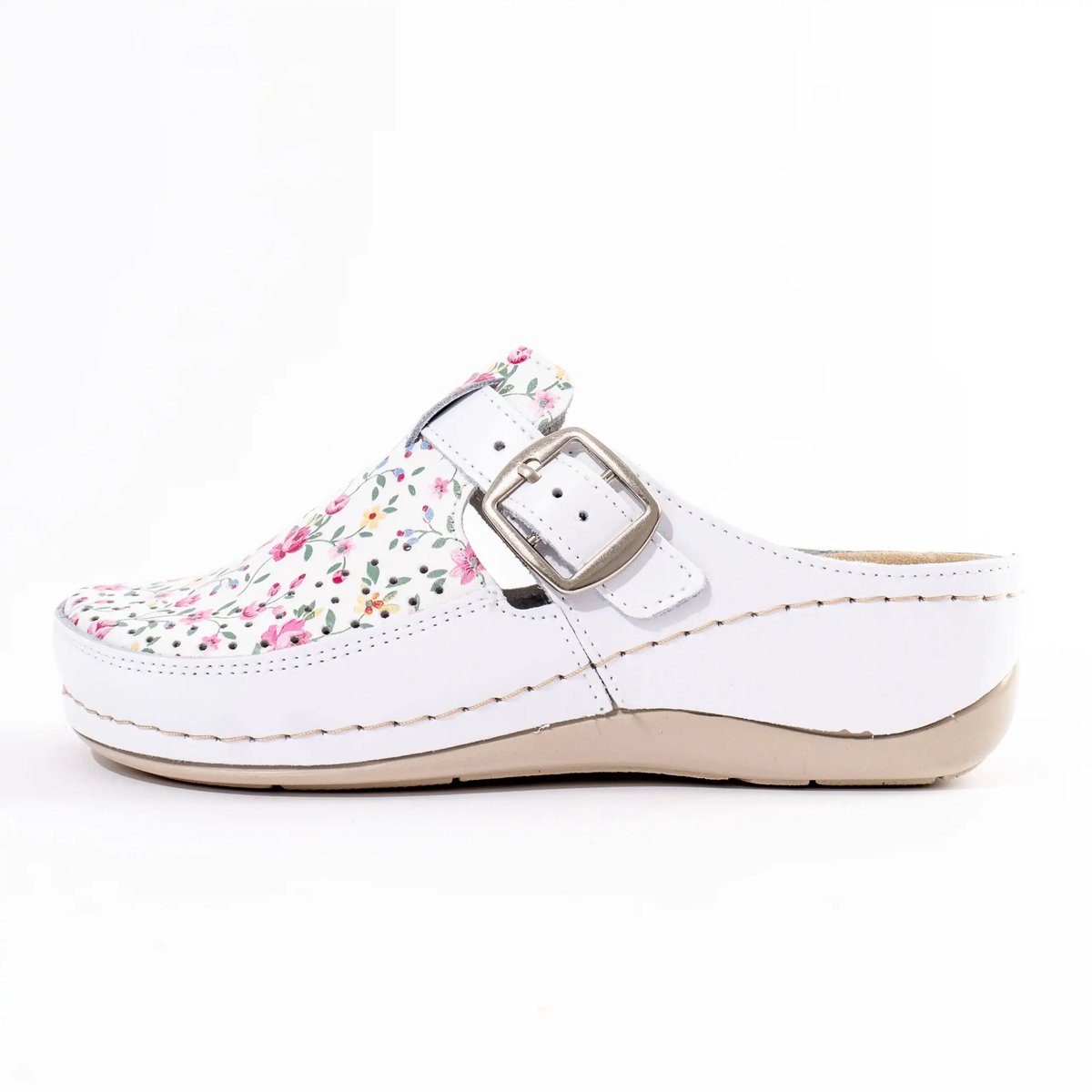 Medische klomp Melisa Print Bloemen Wit maat 38 - Clogee