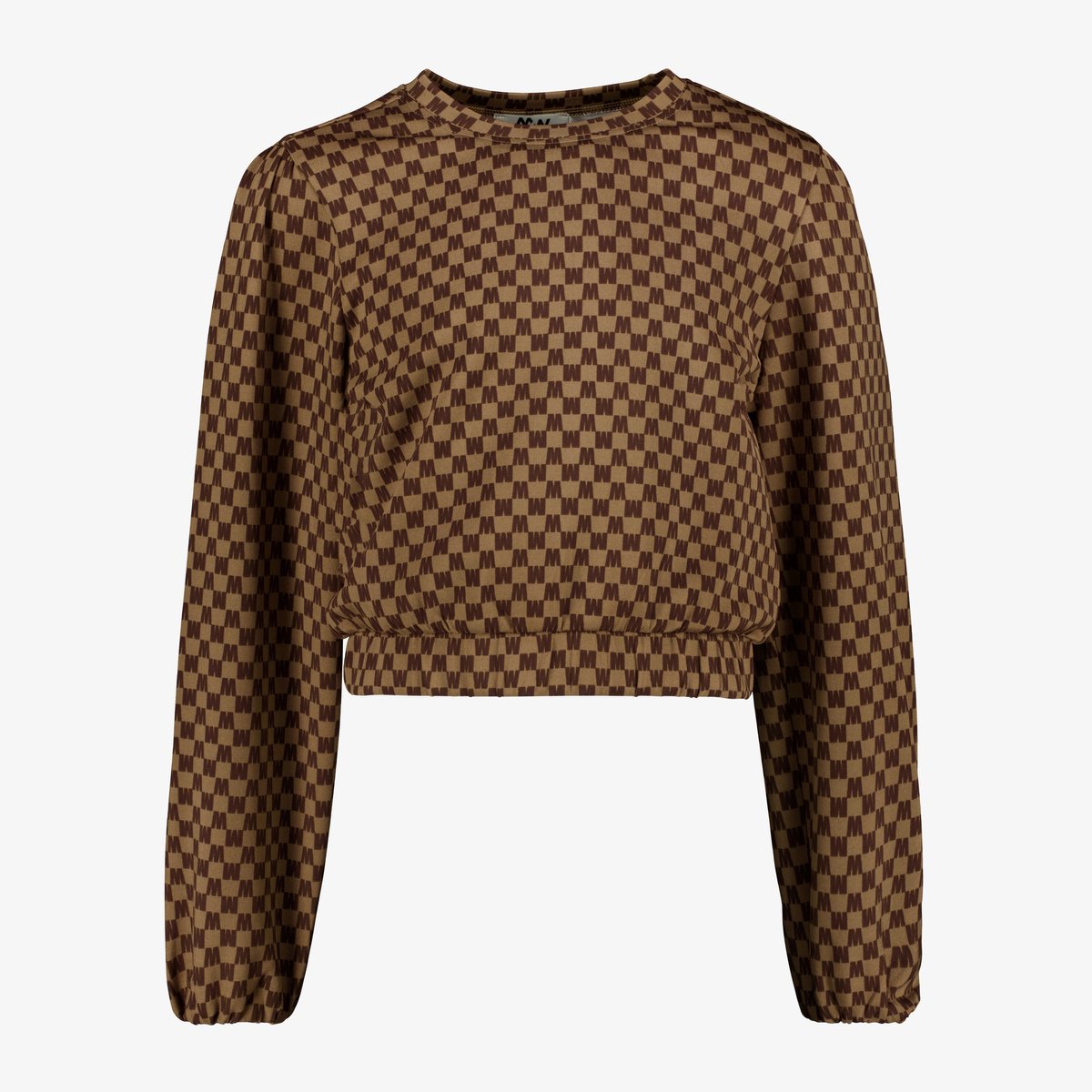 MyWay cropped meisjes sweater met print bruin - Maat 134/140