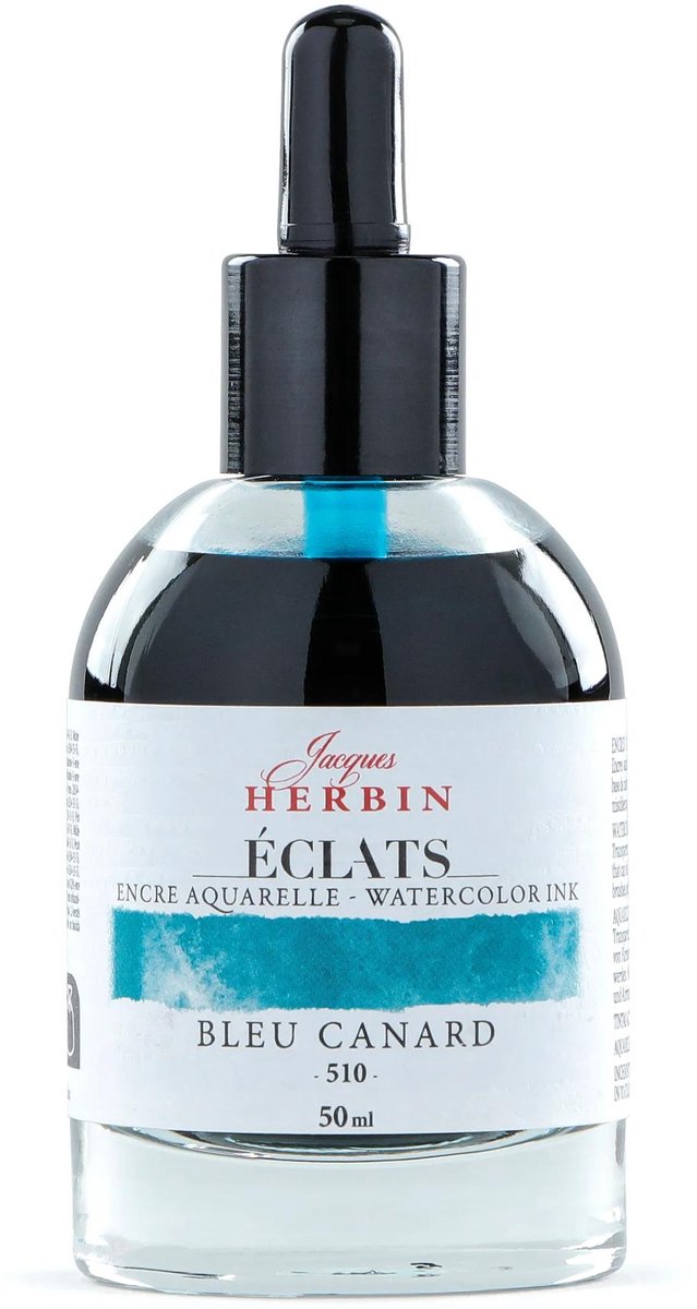 Jacques Herbin Éclats – Aquarel Inkt – Vloeibare Aquarelverf – Eend Blauw – 510 – 50 ml