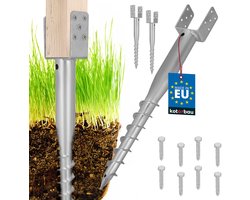 KOTARBAU® Paalhouder - Inschroefbare Paalhouder - Paalvoet 90 x 710 mm 2 st. Gegalvaniseerde Paalhouder - Paalsteun - Schroeffundering - Inschroefbare Paalhuls voor Schuttingpalen en Houten Balken