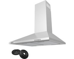 CIARRA VMS6201 - Afzuigkap 60 cm WandAfzuigkap A++ 404 m³/u - Recirculatie met Koolstoffilter & Luchtafvoer - 3 Standen met LED - RVS