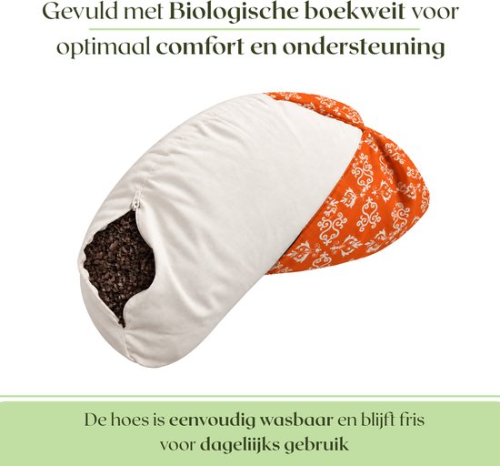 Om Namaste Design Meditatiekussen Halve Maan - Oranje & Wit - Moon van Om Namaste Design — afbeelding 3