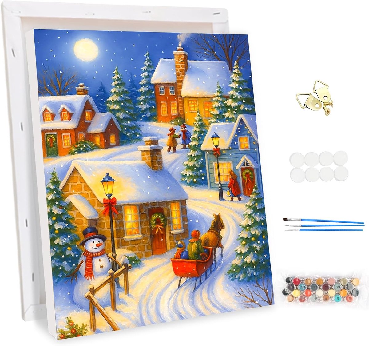 Paint by Numbers - 25x35cm - Kerst en Winter - Inclusief lijst en accessoires - Creatieve ontspanning voor beginners - ShopVlot