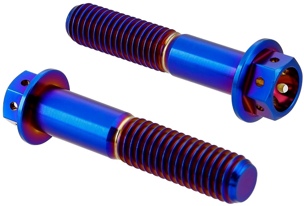 RISON Titanium Bolts Titanium Flange Hex Head Bolts Burned Blue GR5 Titanium Screws M10x2.25x73mm Titanium Bolt Pack - ShopVlot