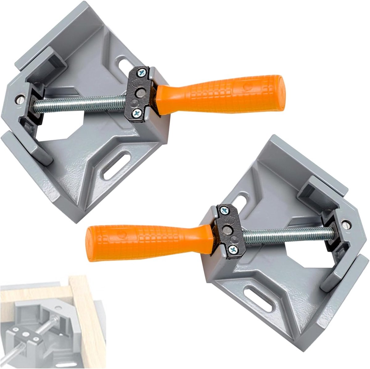 2pcs Carpenter Screw Clamps 90 Degree Rectangular Clamp Aluminum Alloy Single Handle with Swivel Jaws Adjustable - ShopVlot