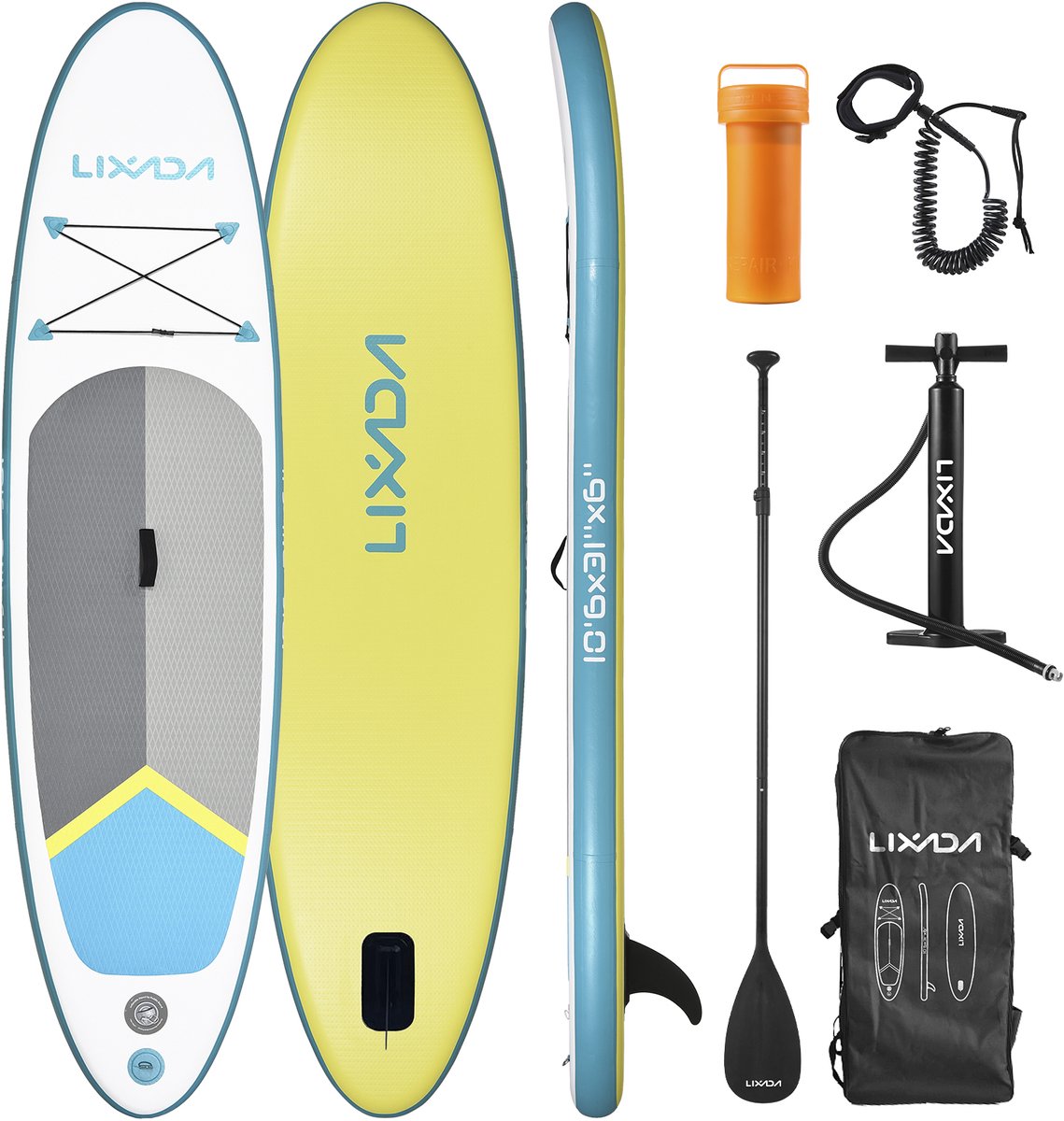 Opblaasbare SUP – 320 x 81 x 15 cm – 150 kg Draagvermogen – Met Peddel en Pomp – Voor Volwassenen en Watersport