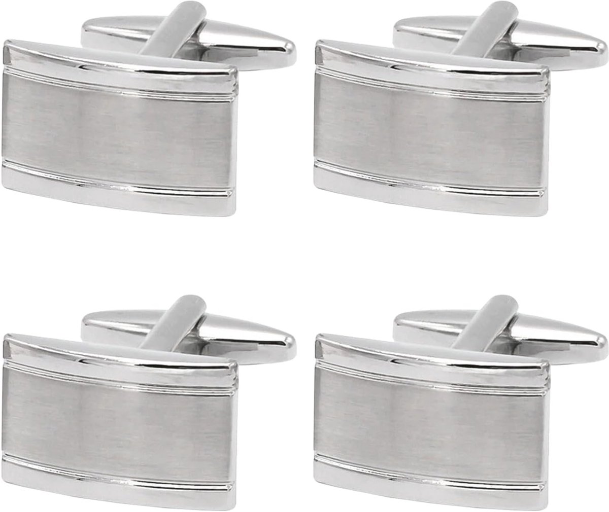 Cufflinks 2 Paar - Zilver - Eenvoudig Design - Perfect voor Zaken en Feesten - ShopVlot