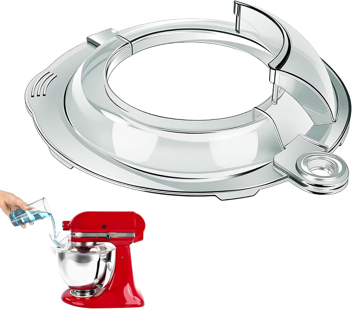 SnelShoppen - Spatbescherming Keukenmachine 4,5QT 5QT Kantelbare Kop Grijs Transparant Volledig Gesloten Klapdeksel Voor Mixen en Koken
