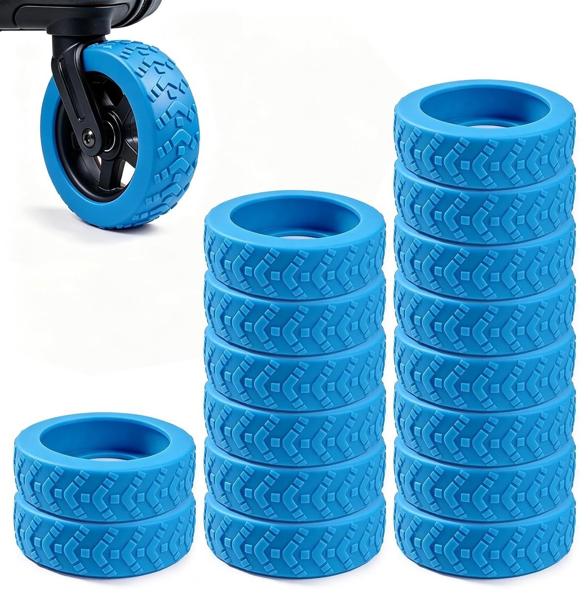 16 stuks kofferwielen, rubberen bescherming, antislip wielbescherming voor kofferwielen, kofferwielbescherming - ShopVlot