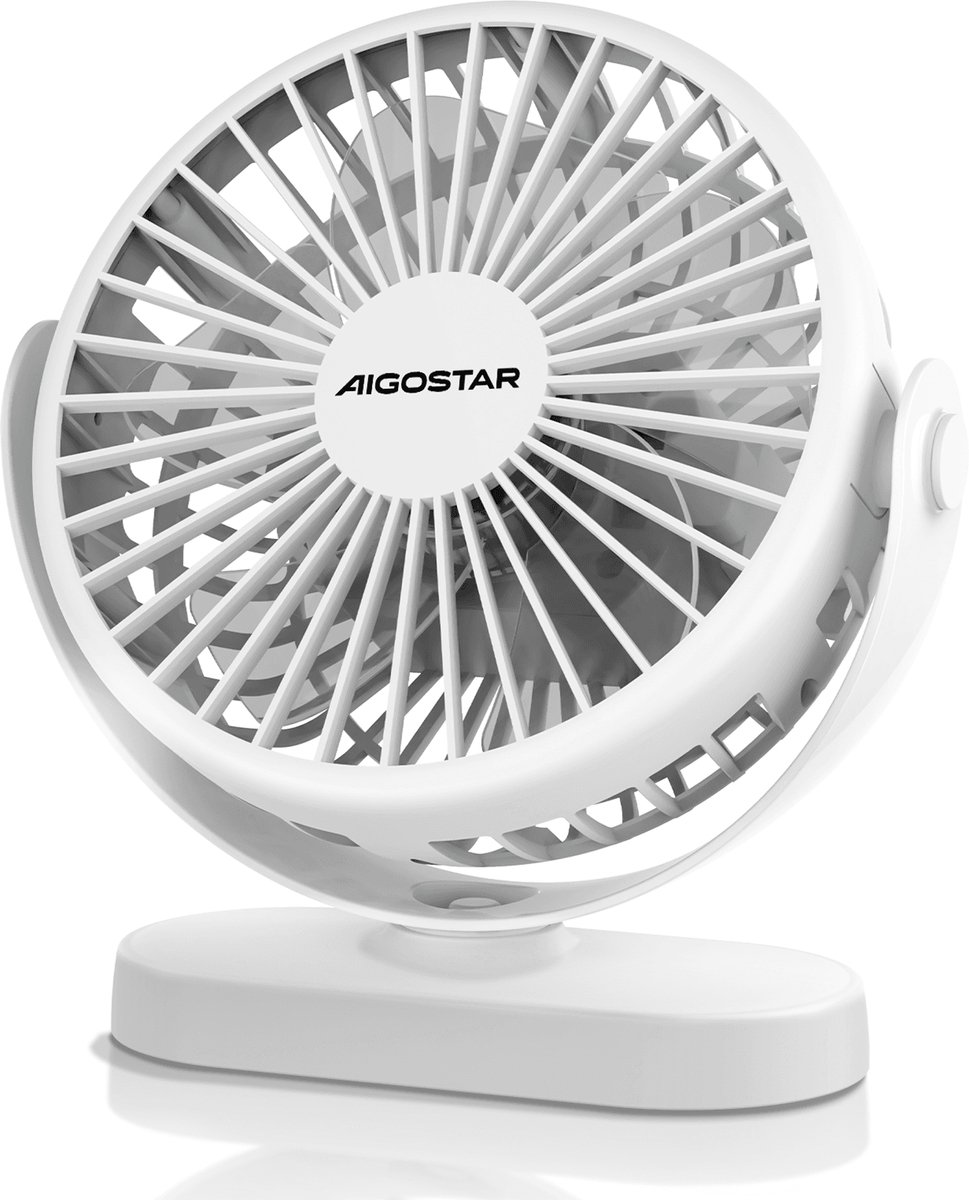 Aigostar | Tafel ventilator | NOTUS | USB | 5 bladen | 3 standen | Ø 13cm | Wit