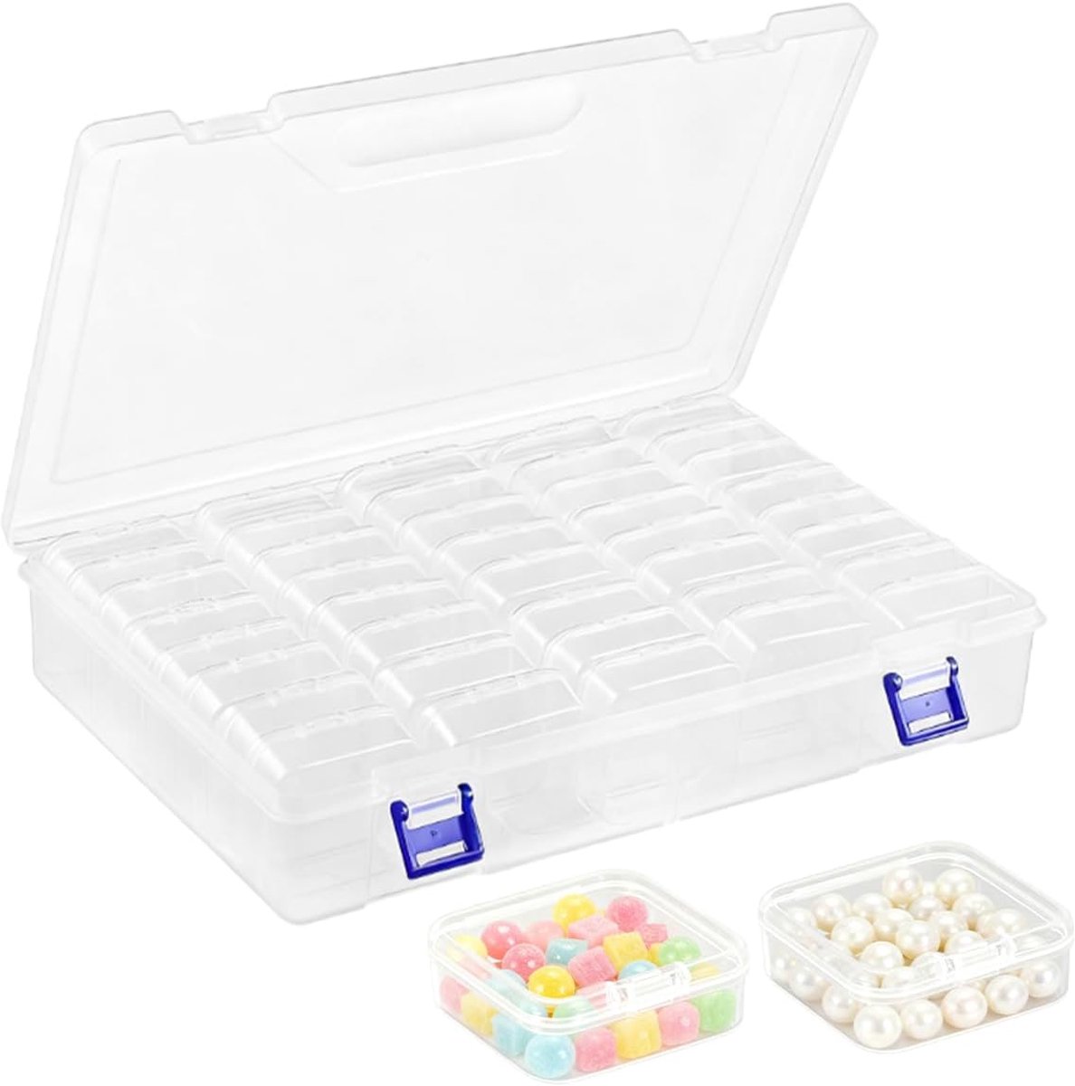 40 Stuks Mini Pearl -opbergdoos Organizer Gemaakt (5,2 x 5,2 x 2 cm), Kleine Doorzichtige Kralenopbergdoos met Deksel, Sorteerdozen voor Kleine Onderdelen voor Knutselen, Doe-het-zelf Diamanten
