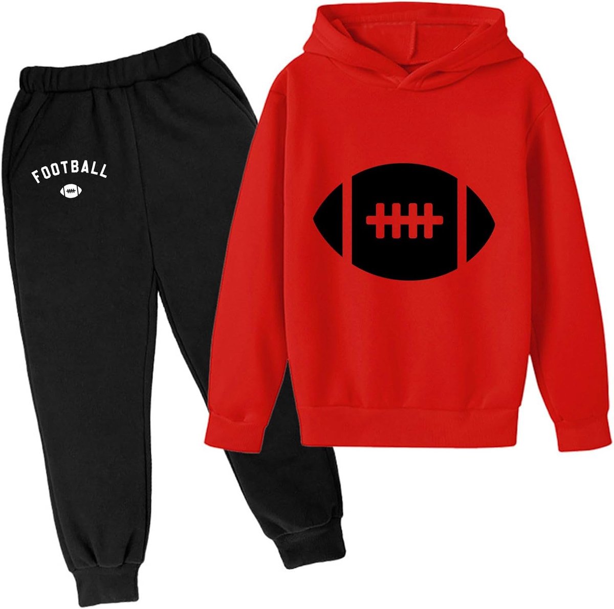2-delige set voor jongens en kinderen, sweatshirt met capuchon en broek, katoen, zacht, comfortabel, lange mouwen, casual, herfst, lente, sport, vrije tijd, A253