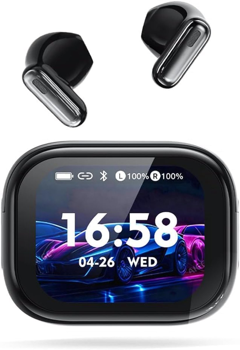 AI real-time vertaler met led-touchscreen, 3-in-1 spraakvertaler, 9 vertaalmodi met 150 talen, ruisonderdrukking ANC+ENC, 60 uur, 5 EQ-modi