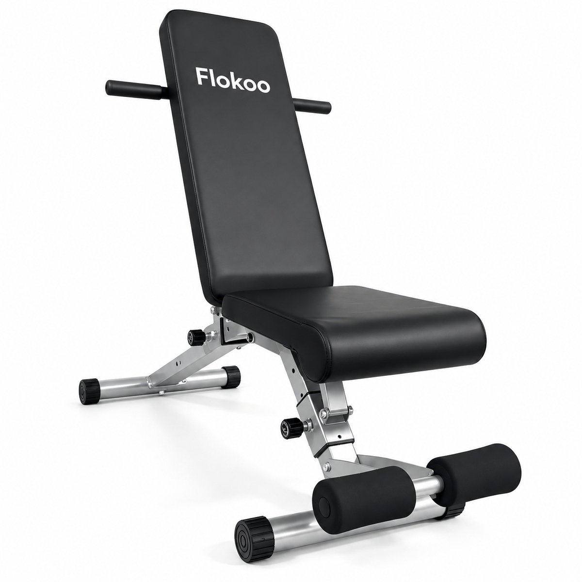 Verstelbare Fitnessbank – Trainingsbank voor Thuis – Incline & Flat Bench – Halterbank met Beenrollen – Opvouwbare Workout Bank – Zwart/Zilver