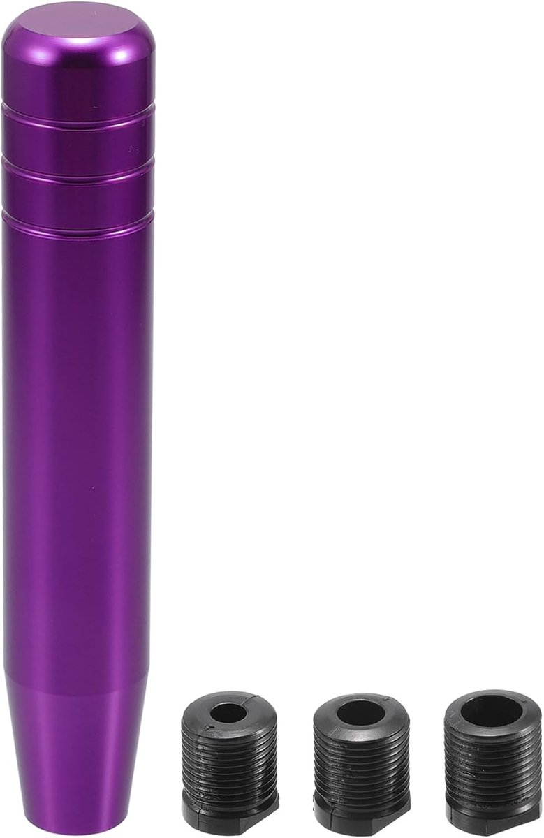 Knop Set, 18Cm Auto Versnellingspook Knop Universeel Voor Automatische En Handgeschakelde Voertuigen Duurzaam Aluminiumlegering Paars Met 3 Adapters