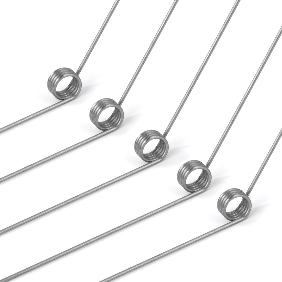 10 stuks roestvrijstalen draaiveren, draaddiameter 1,0 mm, binnendiameter 6 mm, armlengte 60 mm, hoek 135 graden, 4 omwentelingen, links, 1,0 x 6 x 60 mm