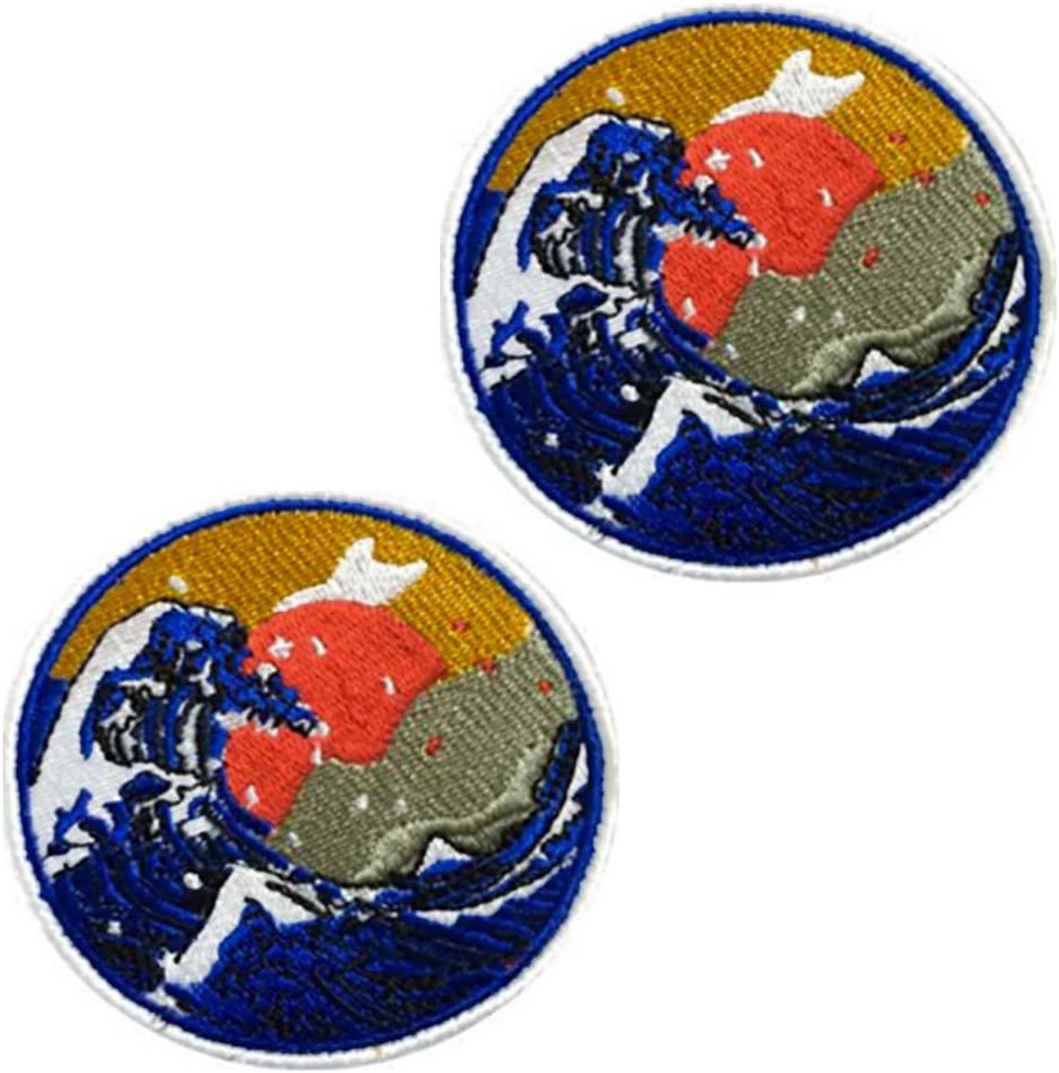 2 stuks grote golf voor Kanagawa grappige patch haak & lus borduurwerk Japanse vlag tactische afneembare patches applicatie voor rugzakken vest kleding hoed jas jeans T-shirt