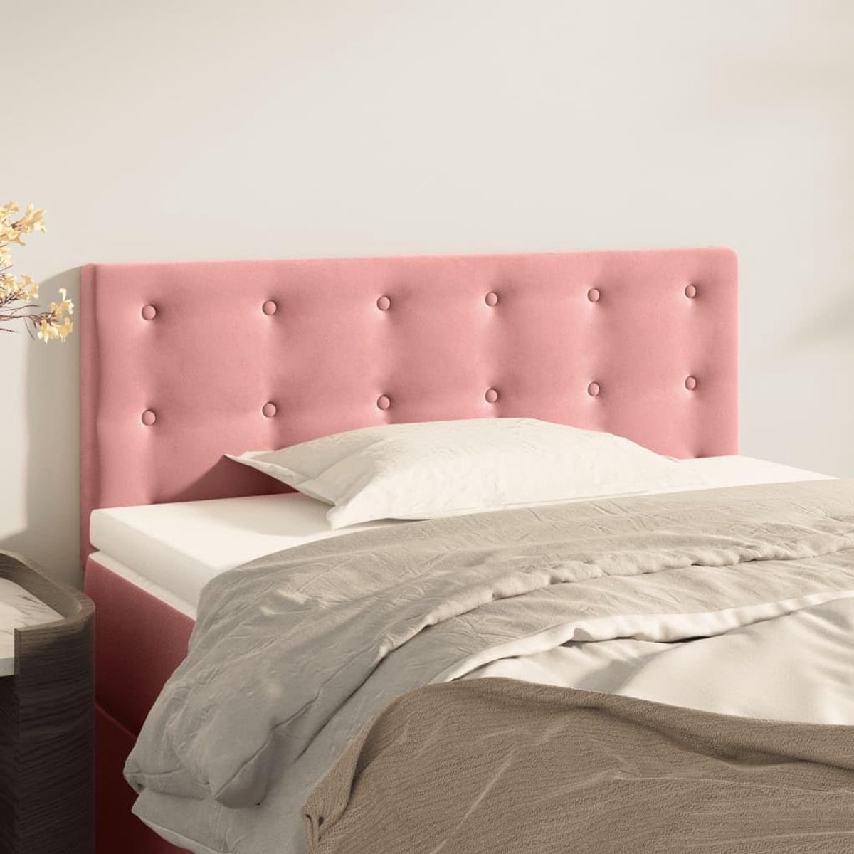 Hoofdeinde, roze, 100 x 5 x 78/88 cm, fluweel, voor de slaapkamer, hotel, hoofdeinde, werkkamer, voor slaapkamer, tweede slaapkamer, hotel