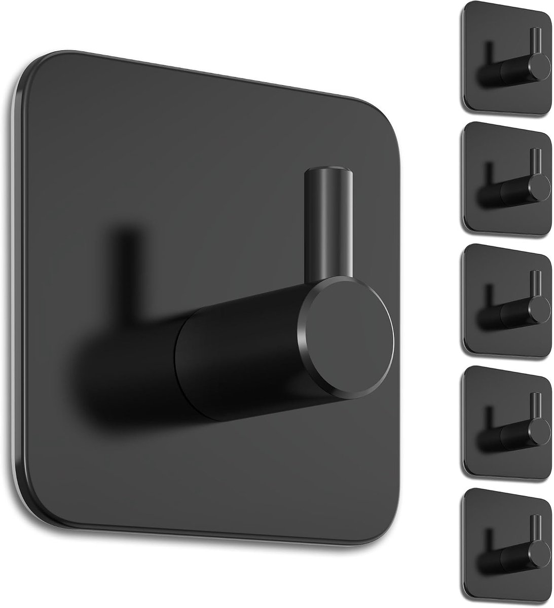 4smile Handdoekhaken zonder boren, verpakking van 6 stuks, extra sterke handdoekhouder zonder boren, zelfklevende haken van roestvrij staal, haken zelfklevend met waterdichte kleefpads, badkamer