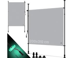 KESSER Klemluifel Verticaal 200 x 310 cm - Verticale Zonwering / Balkonscherm met Handslinger, zonder Boren, Waterdicht en Inkijkdicht - Grijs