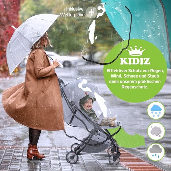 KIDIZ® Kinderwagen Premium - inklapbare buggy met ligstand - 360° wielen en 5-puntsgordel - grijs van Kidiz — afbeelding 5
