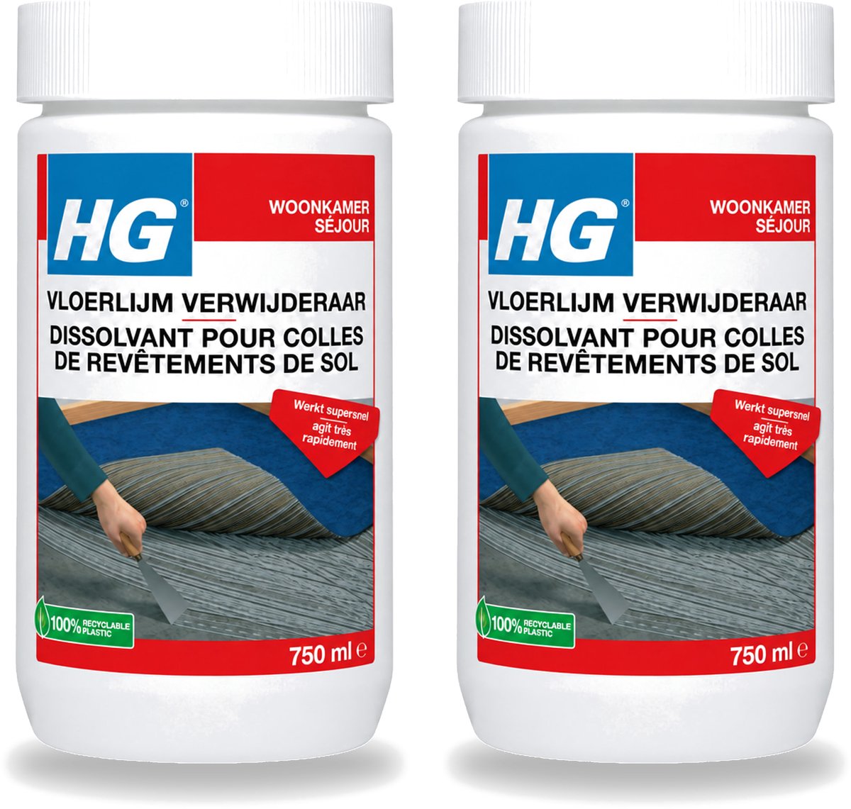 2 x HG - Vloerlijmverwijderaar - 750 ml - Voordeelverpakking - 2 stuks