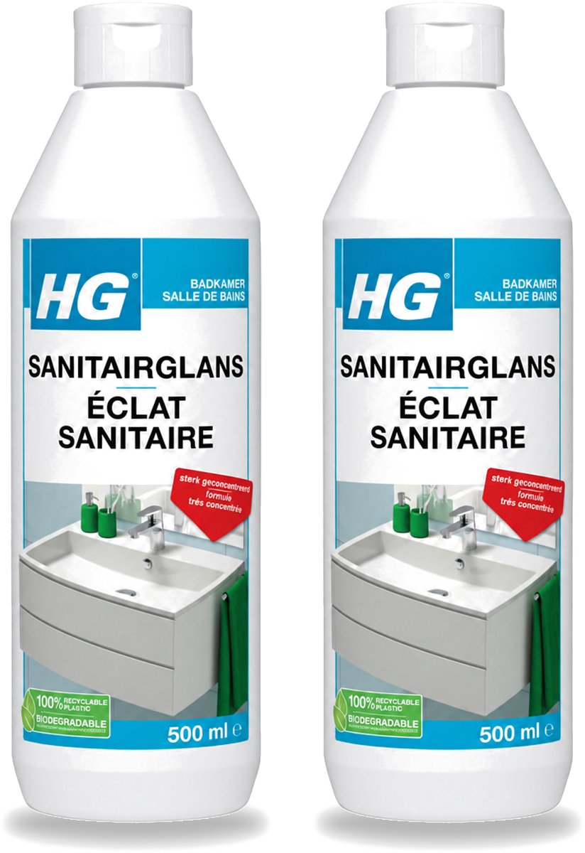 2 x HG - Badkamer - Badkamerreiniger - Extra Glans - Sterk Geconcentreerd - 500 ml - Voordeelverpakking - 2 stuks