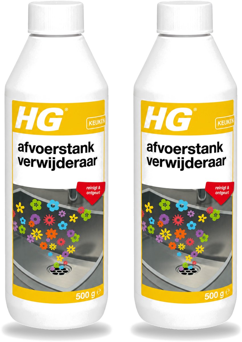 2 x HG - Afvoerstank Verwijderaar - Reinigt & Ontgeurt - 10 Behandelingen - 500 g - Voordeelverpakking - 2 stuks