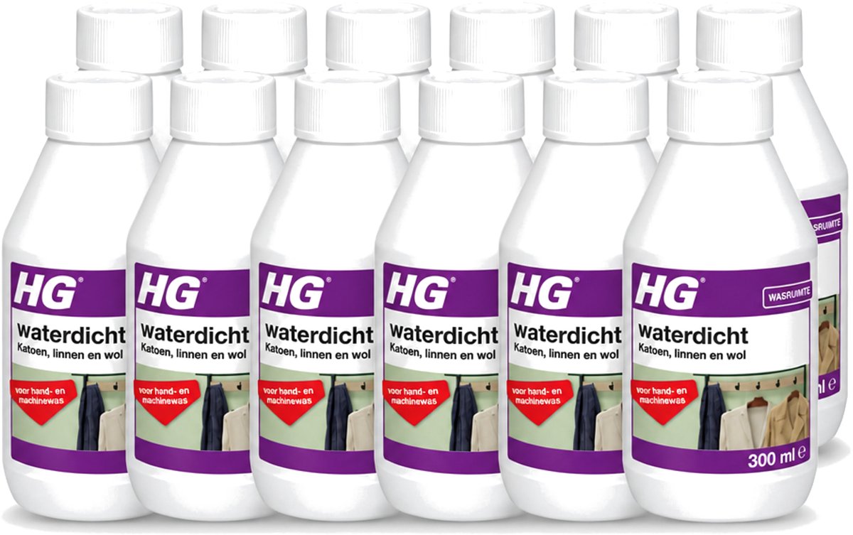 12 x HG - Wasruimte - Waterdicht Katoen, Linnen & Wol - Voor Hand & Machine Was - 300 ml - Voordeelverpakking - 12 stuks