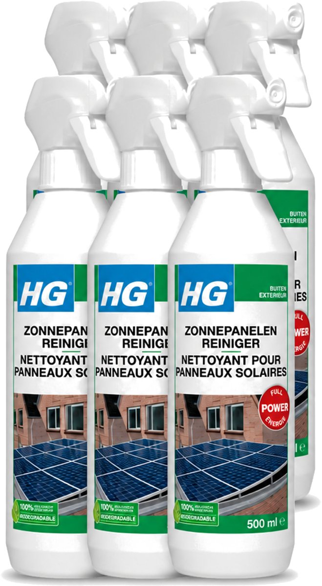 6 x HG - Buiten - Zonnepanelen Reiniger - Vol Energie - 0.5L - Voordeelverpakking - 6 stuks
