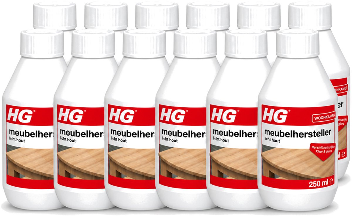 12 x HG - Meubelhersteller Licht Hout - Herstelt Natuurlijke Kleur & Glans - 250 ml - Voordeelverpakking - 12 stuks