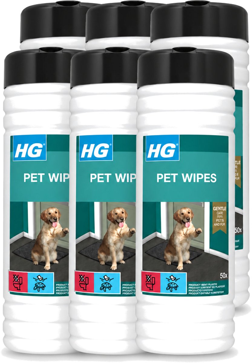 6 x HG - Pet Wipes - Doekjes Voor Huisdieren - 50 Doekjes - Voordeelverpakking - 6 stuks