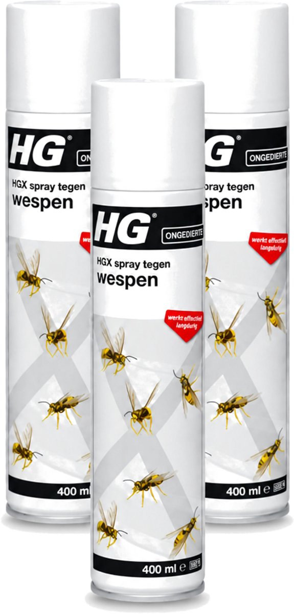 3 x HG X - Spray Tegen Wespen - Effectief & Langdurig - 400 ml - Voordeelverpakking - 3 stuks