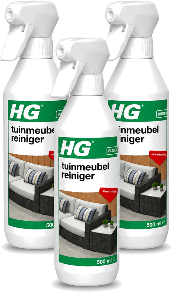 3 x HG - Buiten - Tuinmeubelreiniger - Uiterst Krachtig - 500 ml - Voordeelverpakking - 3 stuks