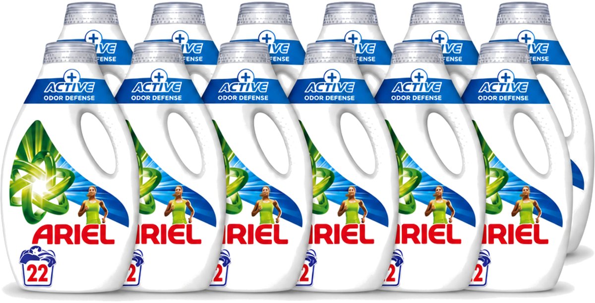 12 x Ariel – Vloeibaar Wasmiddel – Active Odor Defense – 990 ml – 22 wasbeurten - Voordeelverpakking - 12 stuks