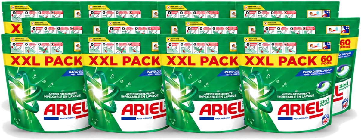 12 x Ariel – Pods 3in1 – Original – 60 wasbeurten - Voordeelverpakking - 12 stuks