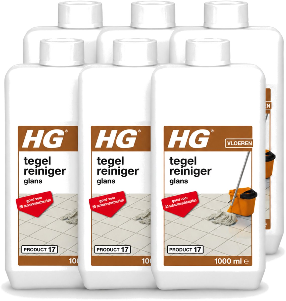 6 x HG - Vloeren - Tegelreiniger Glans - Biologisch Afbreekbaar - 1L - Voordeelverpakking - 6 stuks