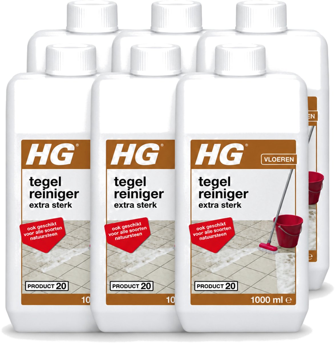 6 x HG - Vloeren - Tegelreiniger Extra Sterk - Geschikt Voor Alle Soorten Natuursteen - 1L - Voordeelverpakking - 6 stuks