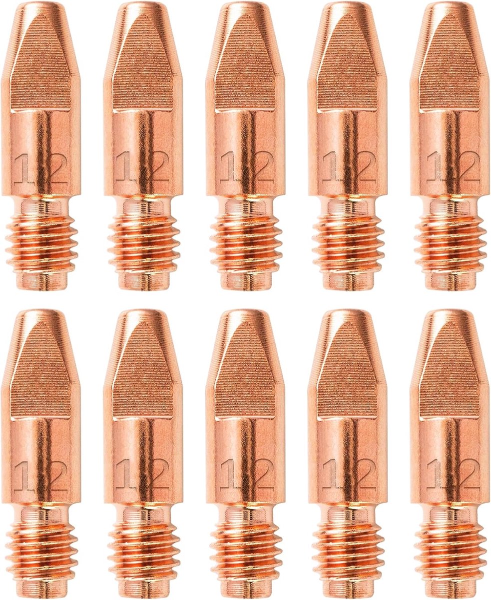 10 stuks 1,2 mm koperen contactpunt, lasmondstukken, stroommondstuk M8, 0,045 inch lasapparaat, lasaccessoires, slijtageonderdelen, set voor MB36KD MIG MAG lasbrander