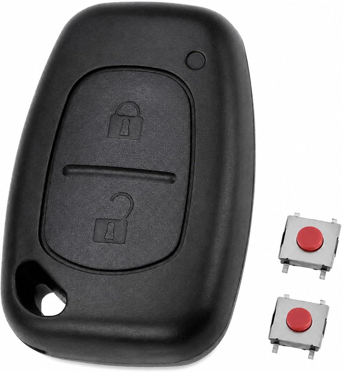 Zonder lemmet voor Renault Trafic Kangoo Master Vauxhall Vivaro, vervangende behuizing auto, afstandsbediening, 2 drukknoppen, compatibel met transponder en schakeling, originele