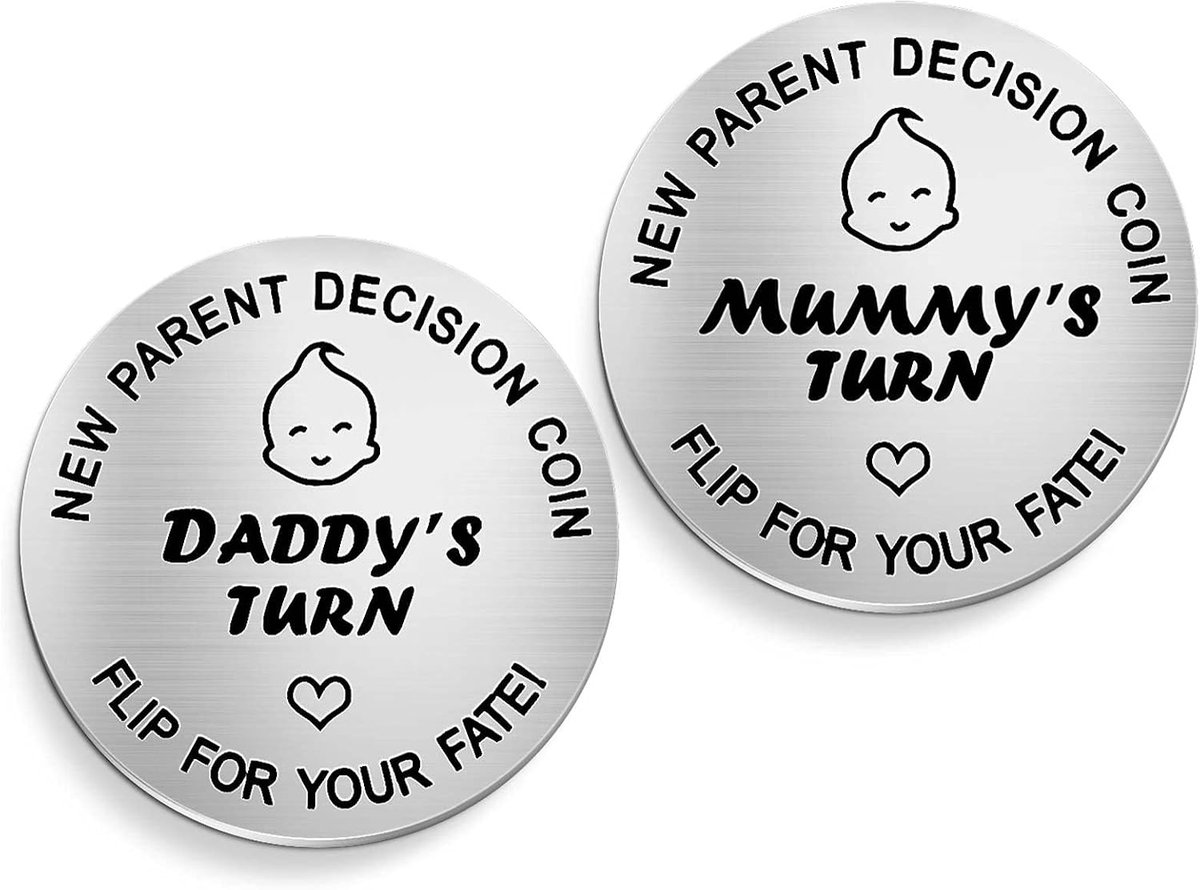 Beslissings Munt voor Ouders,Kucheed Nieuw Babycadeau Zwangerschapscadeau,Nieuwe Mama en Papa Cadeaus,Eerste Moeders Vaderdag Kerstmis Thanksgiving,Dubbelzijdige Munt
