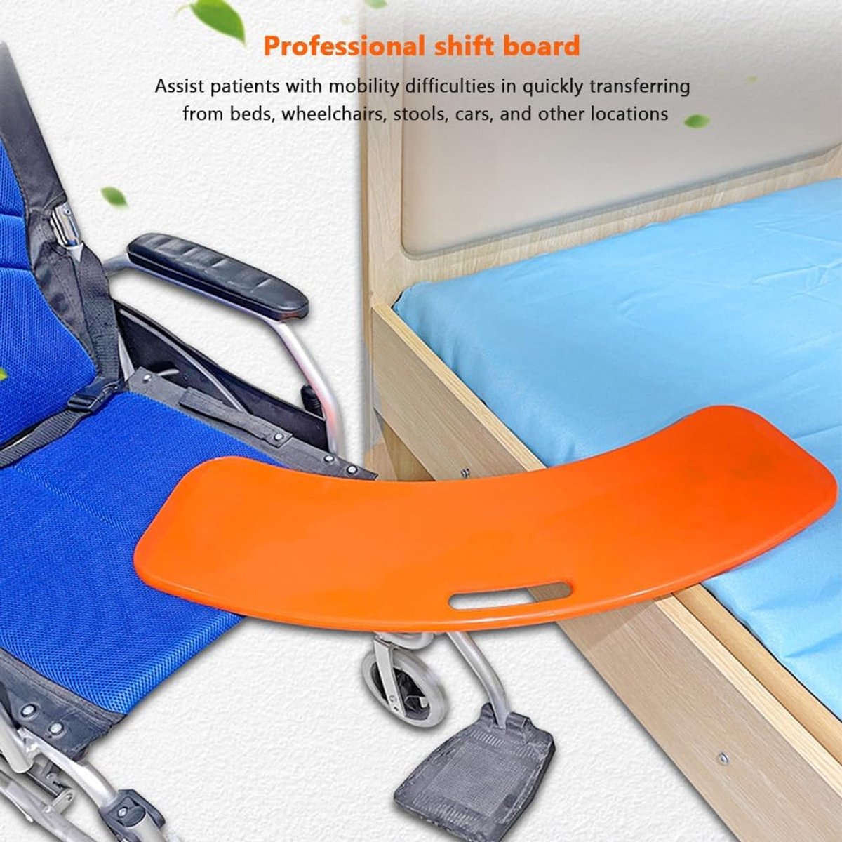 Transferplank, transferhulp, patiëntenschuiver voor de overdracht van patiënten of handica van rolstoel naar bed, toilet, badkuip, auto, draagkracht 330 pond, hemelsblauw