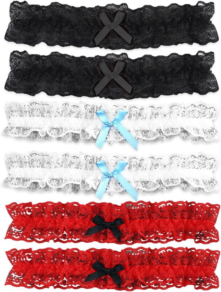 6 Sexy Lace Kousenband Riemen, Bruids Kousenband Riemen, Boog Kousenband Riemen, King Accessoires