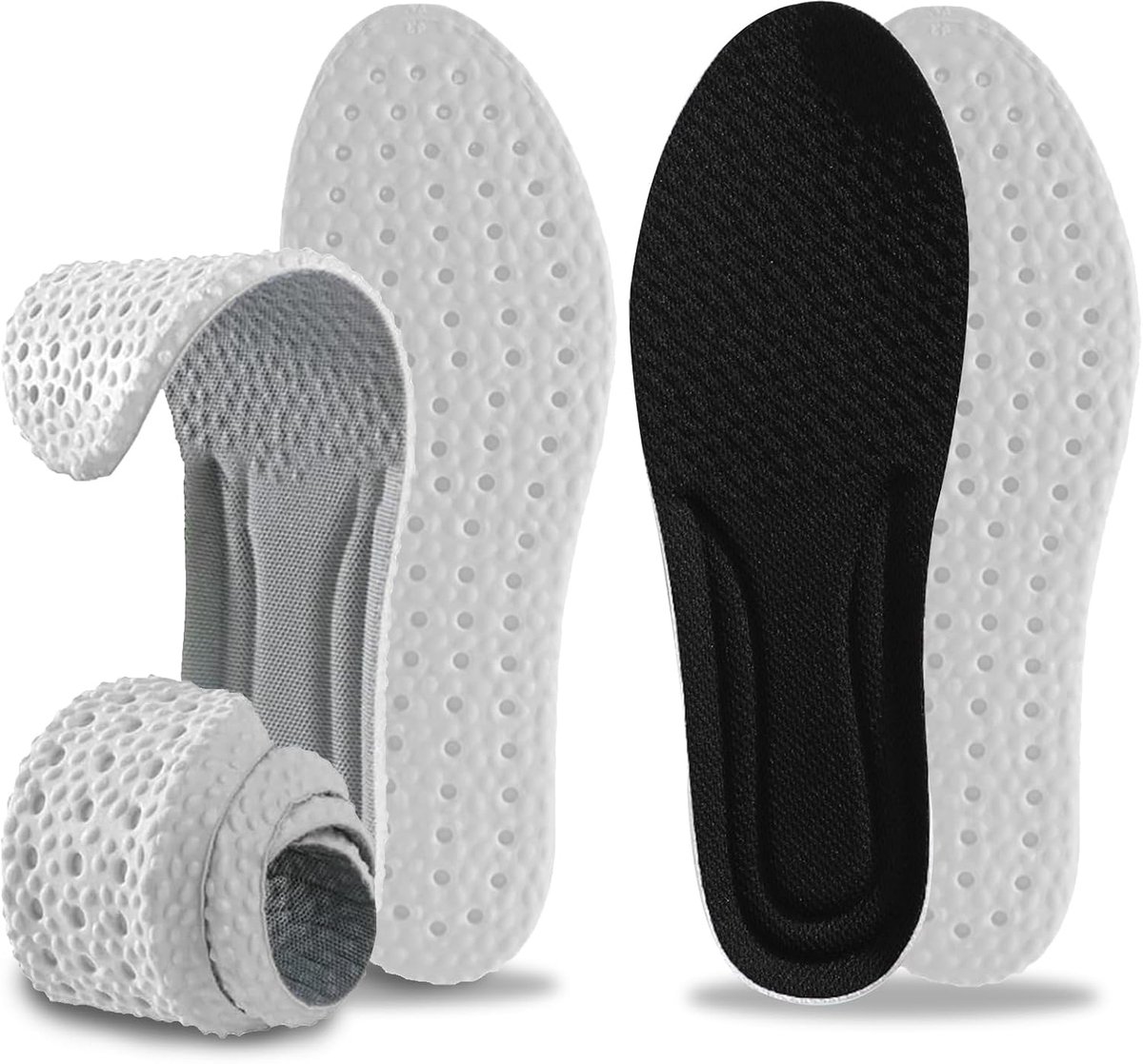 Inlegzolen van traagschuim, voor dames en heren, 2 paar superzachte inlegzolen van traagschuim voor sportschoenen (EU40-42; zwart + grijs)