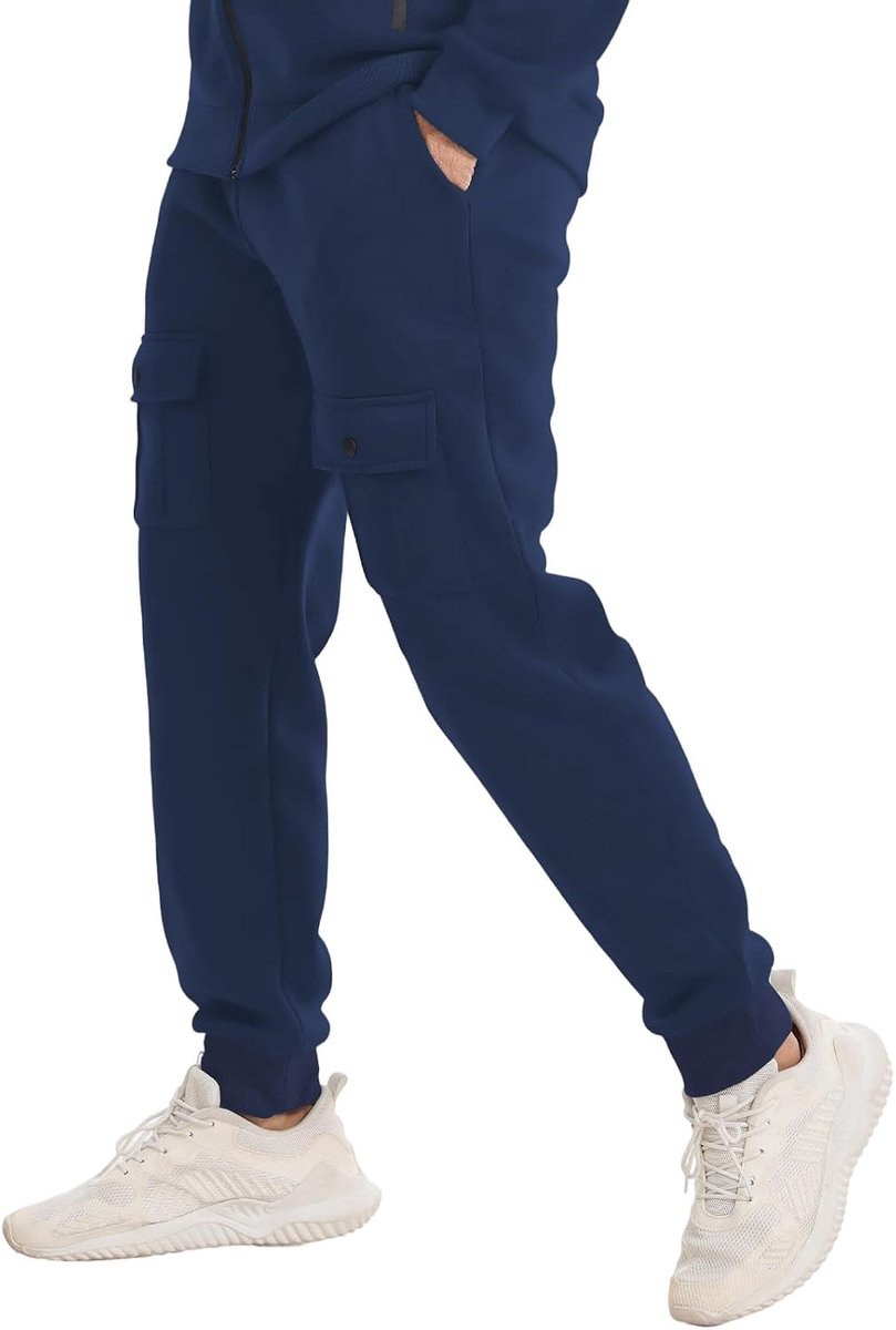 Cargobroek voor heren, elastische tailleband, winter, van fleece, voor het werk